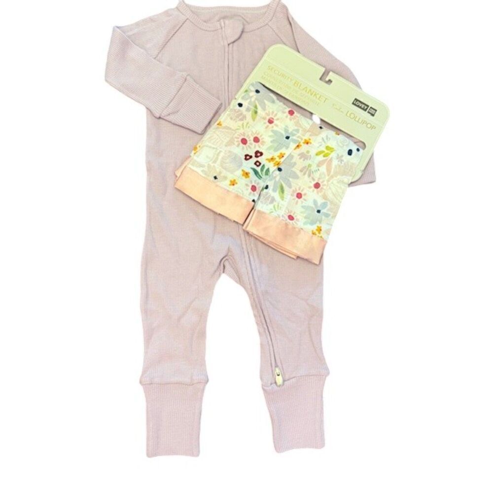 NWT Loulou Lollipop Set Waffle Knit Sleeper Lavender Lovey Set Muslin Size 12-18